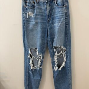 American Eagle Highest Rise Baggy Straight Jeans 10R Distressed